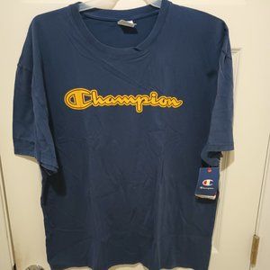 NEW XL Men's Champion T-Shirt 100% Cotton Dark Blue Shirt One Tag